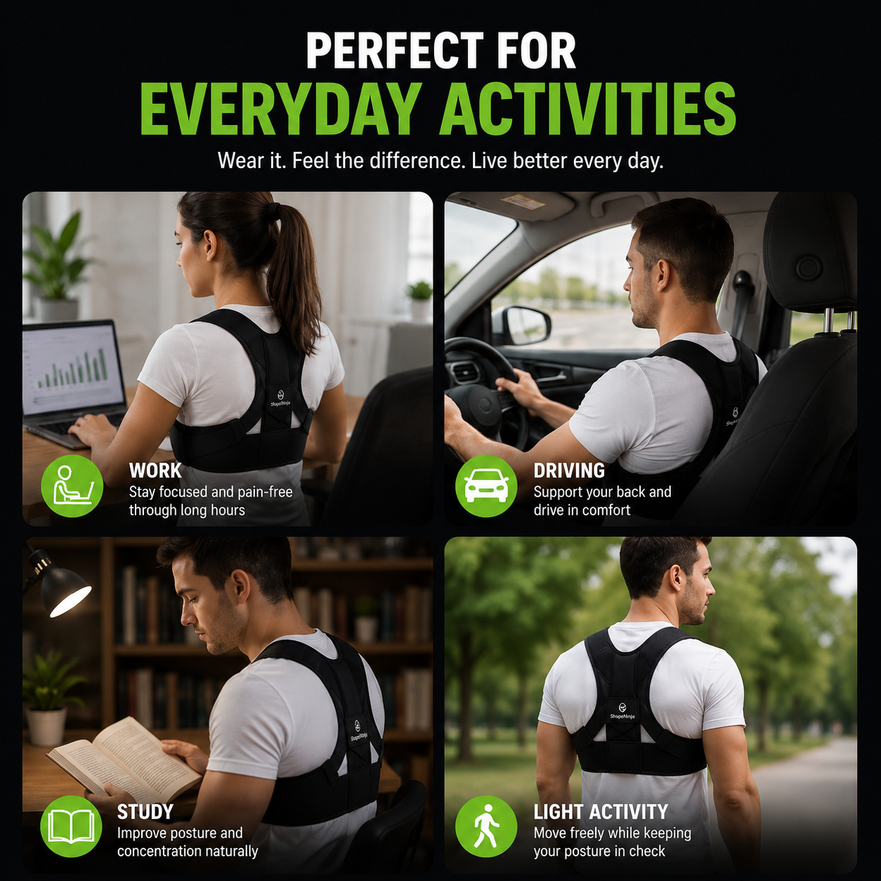 ShapeNinja™ Posture Corrector Belt Stand Taller. Feel More Confident.