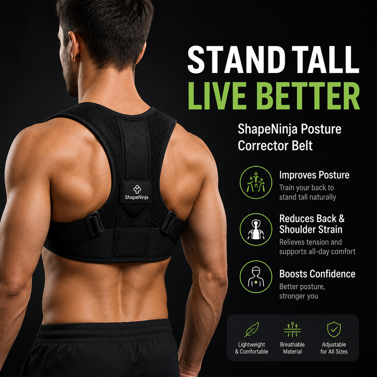 ShapeNinja™ Posture Corrector Belt Stand Taller. Feel More Confident.